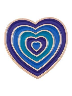 Retro Y2K Blue Enamel Heart Pin Multicolor Layered Design Metal Zinc Alloy NEW